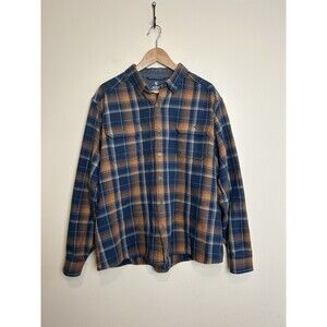 KUHL Shirt Mens XL Disordr Flannel Button Heavyweight Plaid Outdoor Orange Blue
